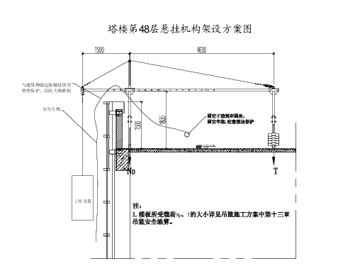 塔樓第48層懸掛機(jī)構(gòu)架設(shè)方案圖